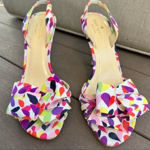 Kate Spade Multicolor Heart Bow Slingback Heels